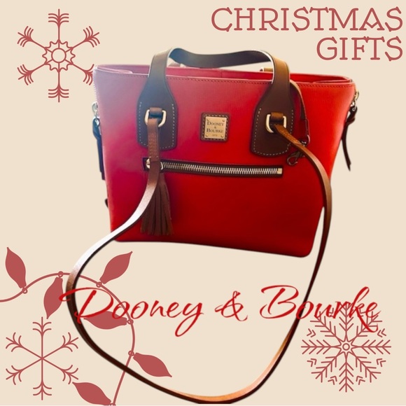 Dooney & Bourke LEATHER Shoulder Bag or Tote in GERANIUM. EXQUISITE QUALITY. - Picture 3 of 12